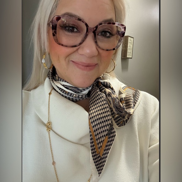 Classic Paisley and Houndstooth Neutral Design Neck Scarf; NWOT - Picture 2 of 4